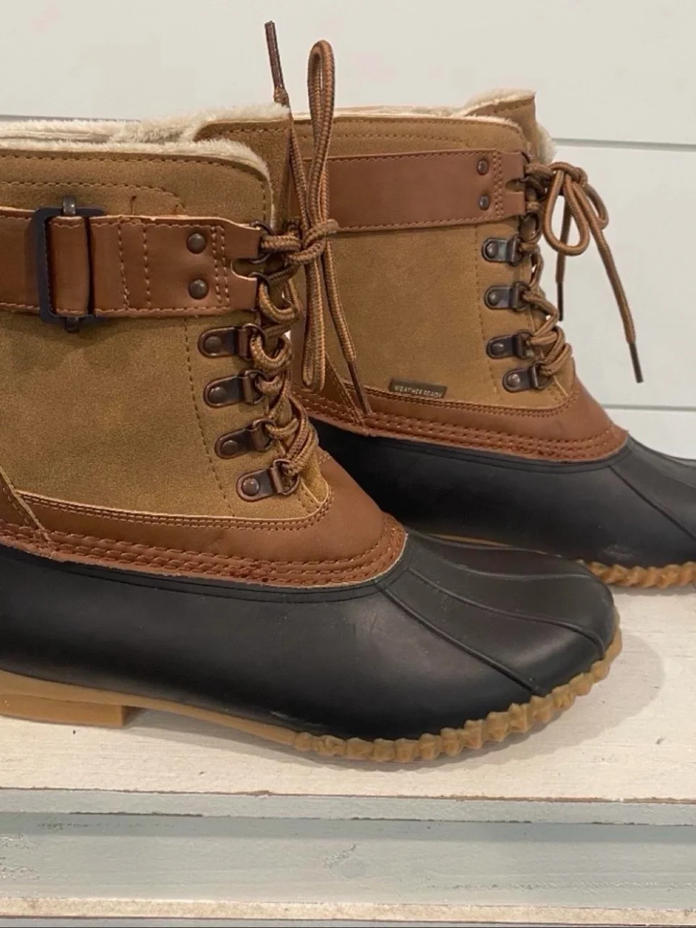JBU Two-Tone Brown and Black Insulated Duck Boots